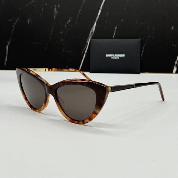 NEW SAINT LAURENT BROWN GREY WOMEN SLM81 SAINT LAURENT SUNGLASSES - Picture 5 of 12